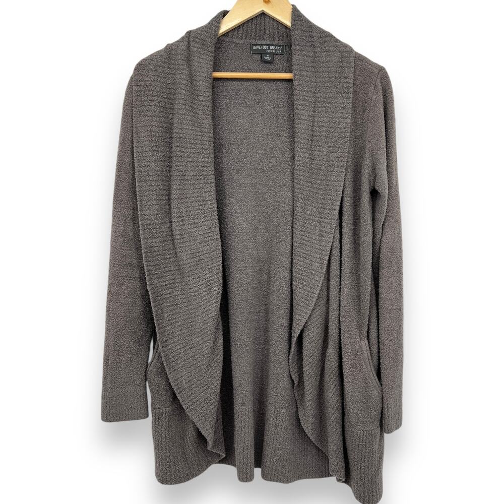 Barefoot Dreams Cozychic Lite Cocoon Open Cardigan Light Mauve Women's M Pockets